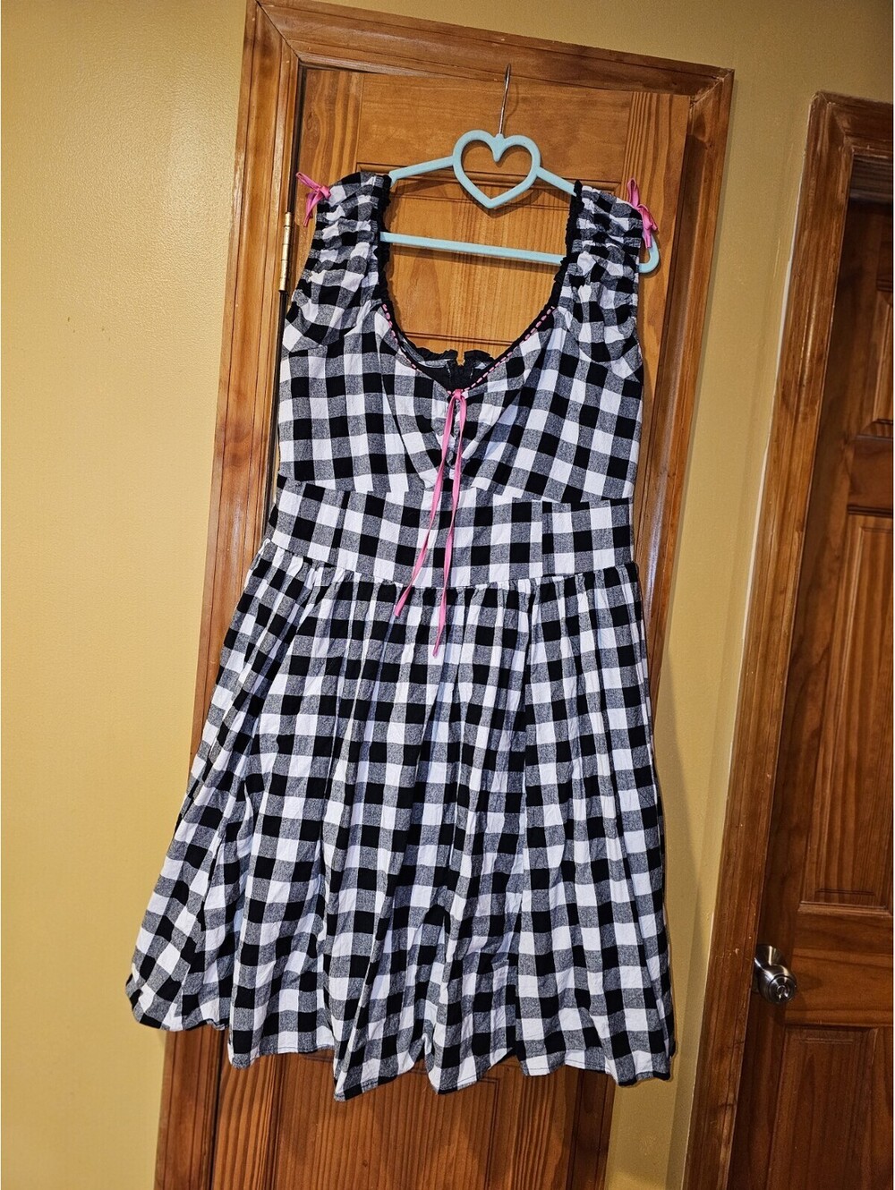 Unique Vintage Black And White Gingham Dress With Petticoat Womens Size 2x /18
